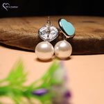 Load image into Gallery viewer, Heart and Round Stone Earrings