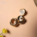 Load image into Gallery viewer, White Heart and Golden Earrings