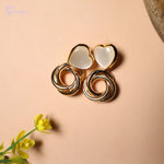 Load image into Gallery viewer, White Heart and Golden Earrings