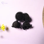 Load image into Gallery viewer, Premium Matt Black Jhumka Earrings