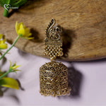 Load image into Gallery viewer, Matt Gold Peacock Jhumka Earrings