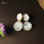 Load image into Gallery viewer, Korean Round Gold Plated Stud Stones Earrings