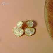 Korean Heart round Stone Earrings