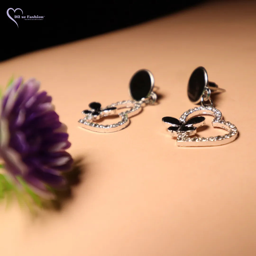 Heart Butterfly Round Earrings