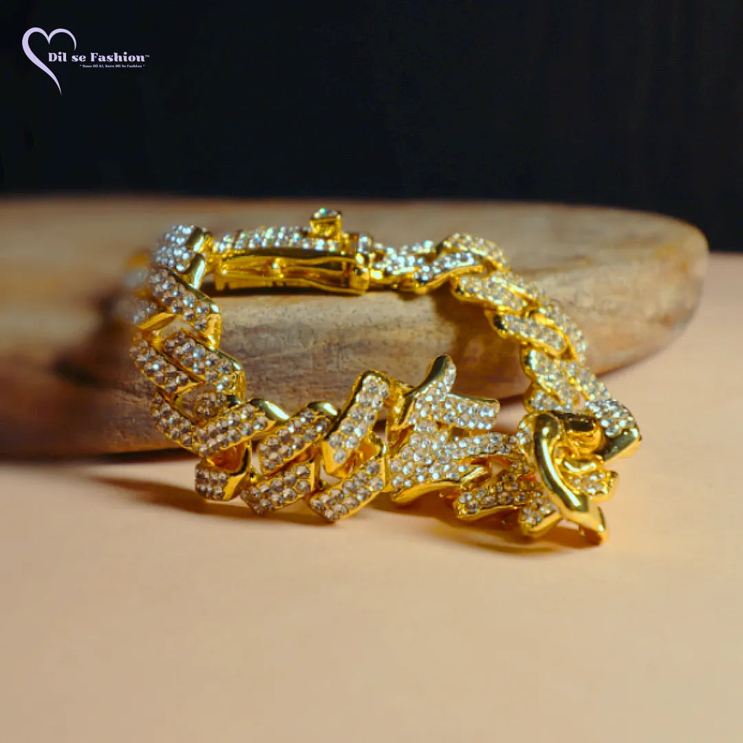 Premium Men Gold and Diamond coated Bracelet
