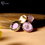 Load image into Gallery viewer, Korean Round Gold Plated Stud Stones Earrings
