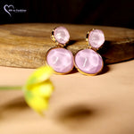 Load image into Gallery viewer, Korean Round Gold Plated Stud Stones Earrings
