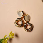 Load image into Gallery viewer, White Heart and Golden Earrings
