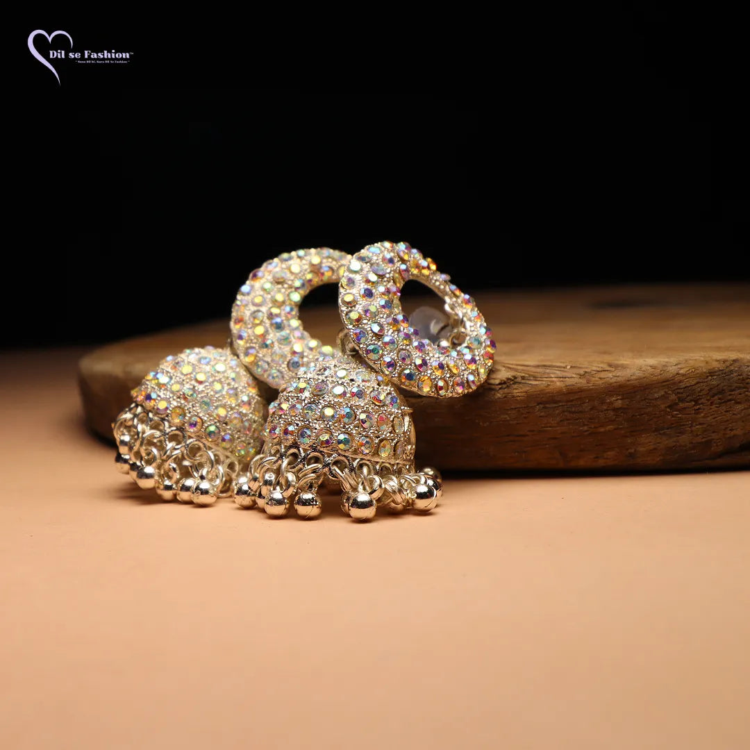 Round Multicolor Stones Jhumka Earrings
