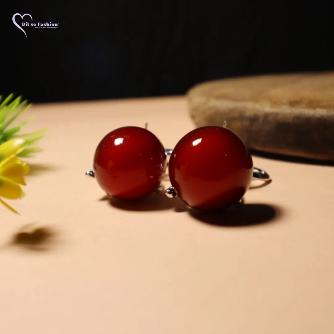 Korean Round Ball Golden Earrings