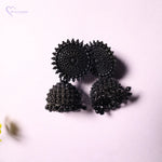 Load image into Gallery viewer, Premium Matt Black Jhumka Earrings
