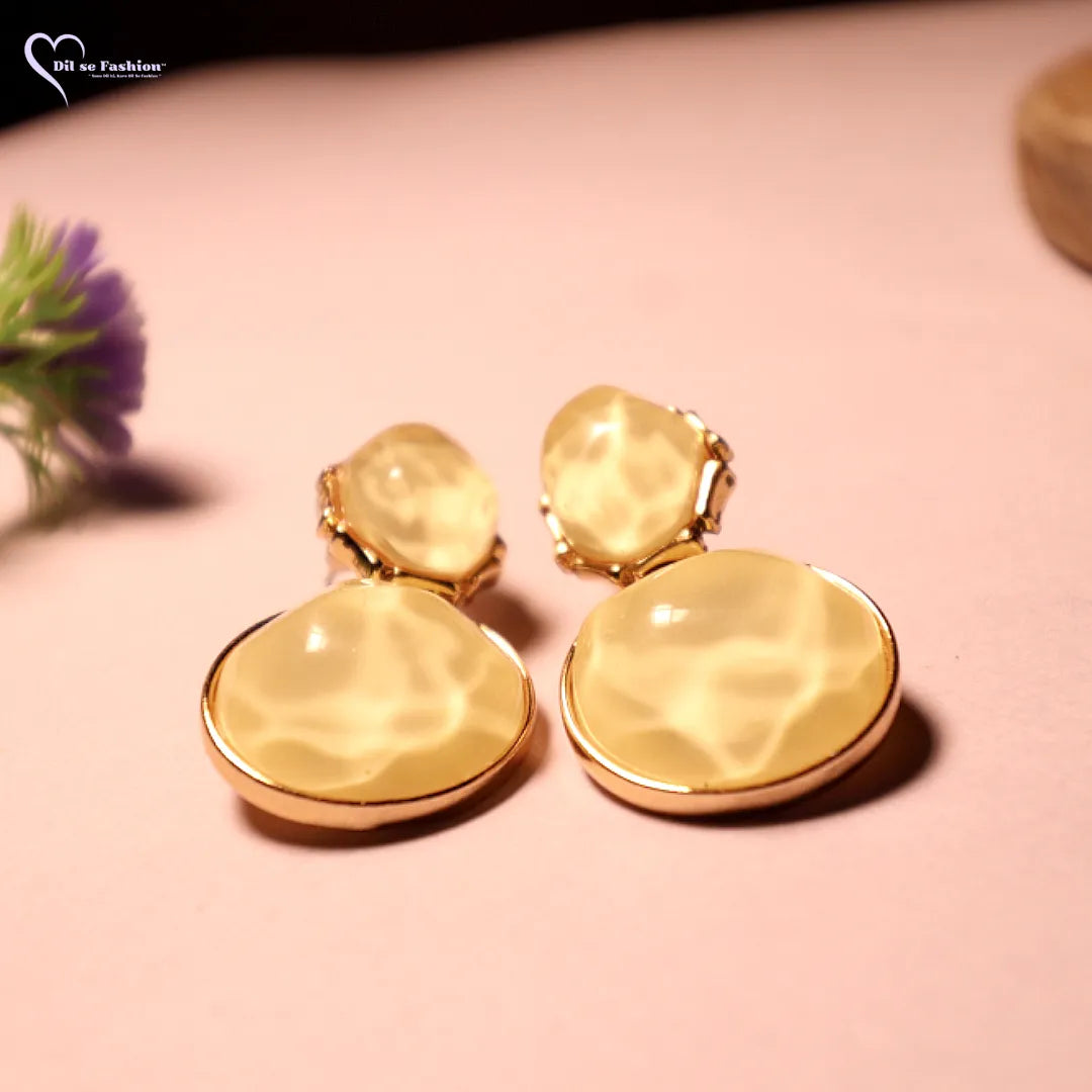 Korean Round Gold Plated Stud Stones Earrings