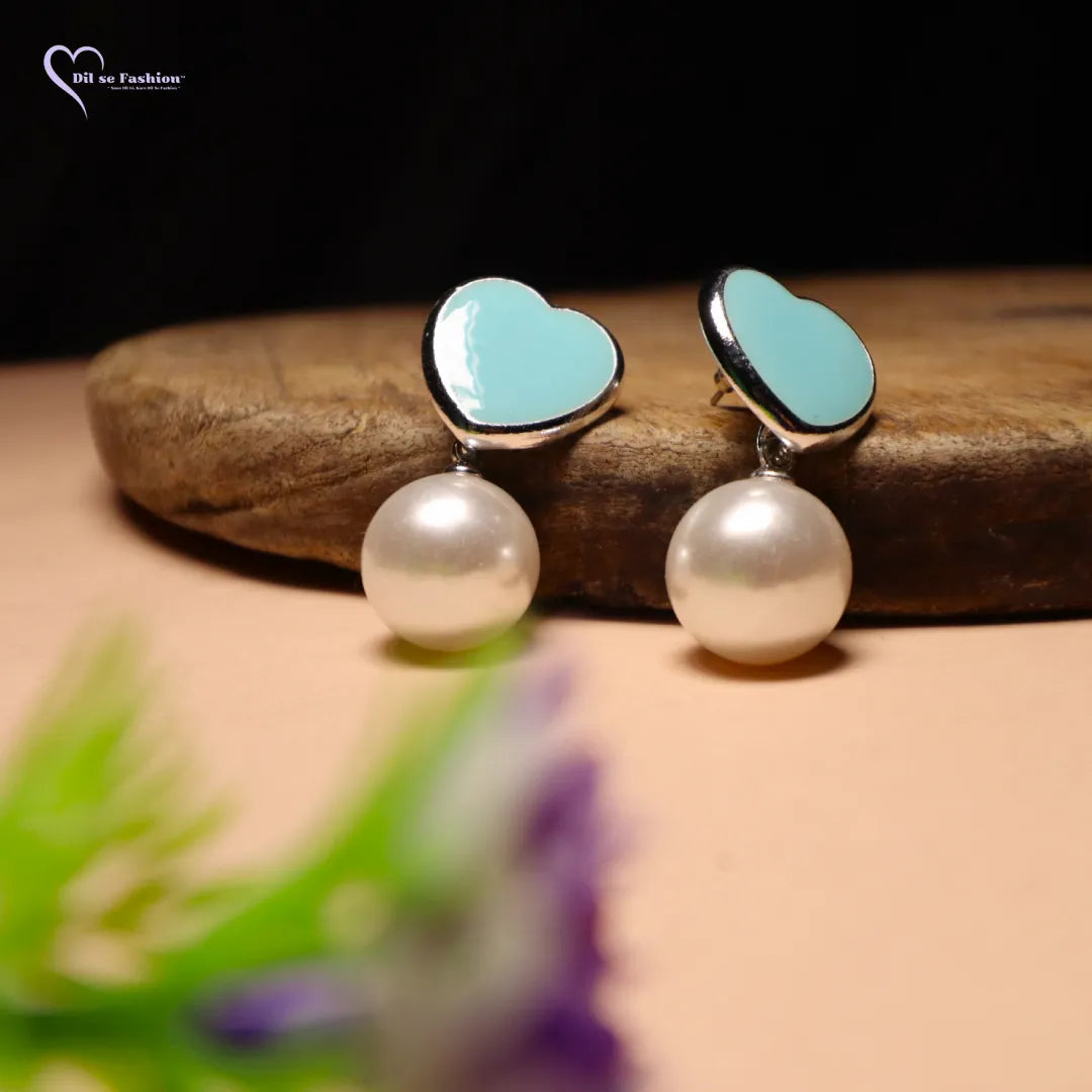 Heart and Round Stone Earrings