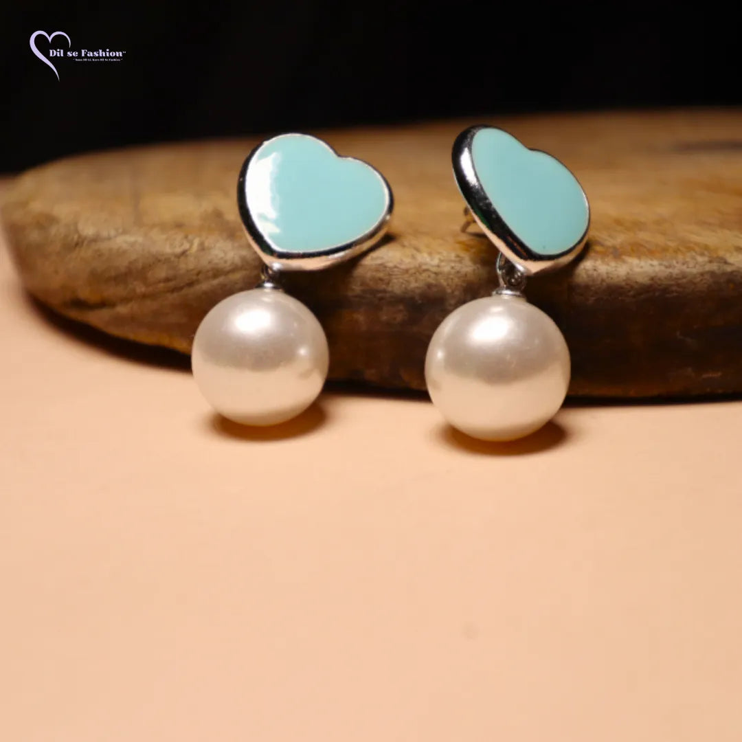 Heart and Round Stone Earrings