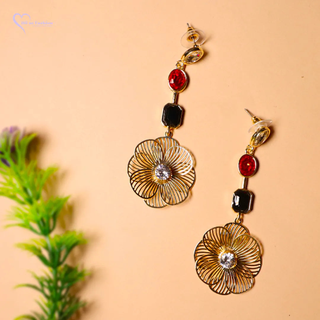 Multicolor Flower Stones Earrings